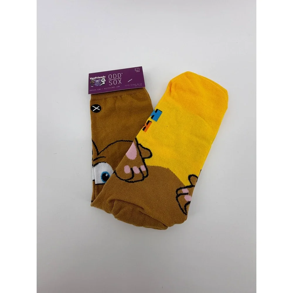 Odd Sox VeeFriends Kindred Kangaroo Crew Socks Brown‎ Yellow Mens Size 8-12 NWT